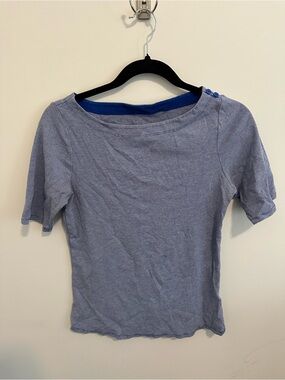 Women’s Short Sleeve Boatneck Top in Heather Blue